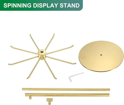 uxcell Keychain Display Stand, 1Pcs - Metal 1-layer Rotating Jewelry Display Stand with 8 Hook, Adjustable Display Rack for Necklace Craft Shows (Gold)