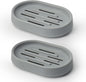 Topsky Soap Dish for Shower,2 Pack Soap Dishes Soap Savers for Bar Soap, Soap Bar Holder Shower with Drip Tray, Plastic Soap Holders with Drain for Kitchen Sink, Easy to Clean,Dry,Gray