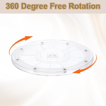 uxcell 3Pack Acrylic Lazy Susan Turntable, 8" Spinner Lazy Susan Turntable Organizer, Acrylic Ball Bearing Rotating Tray for Pantry Spice Rack Decorating, Clear