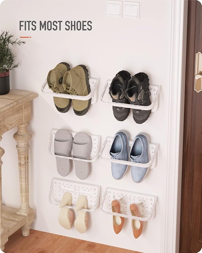 Baffect Wall Hanging Shoes Rack, Door Mounted Plastic Shoe Organizer, RV Camper Folding Shoes Holder for Space Saving Shoes Storage (4 Packs)