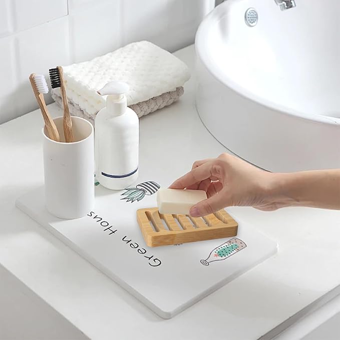 Natural Bamboo Soap Dish and Holder Elegant Design Self Draining Soap Tray for Shower Bar Soap Holder Perfect for Bathroom Sink and Kitchen