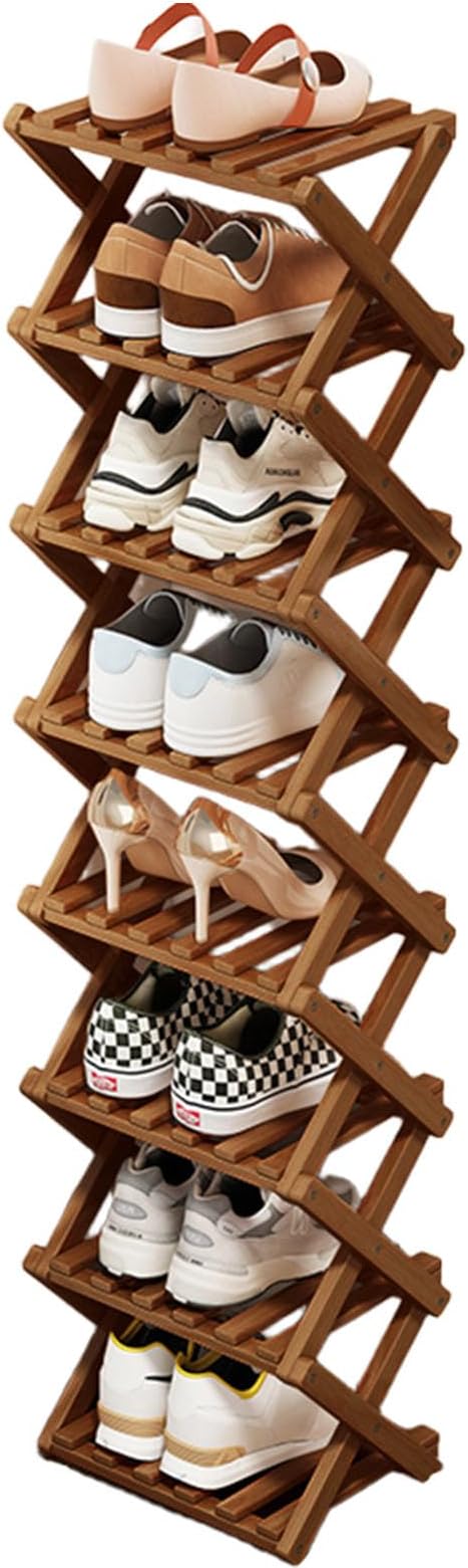 Shoe Racks, Foldable Shoes Organizer Free Standing Shelf for Entryway, Closet, Bedroom, Hallway, | Natural | Functional | Multifunctional Shoe Rack (Six layers of tawny)