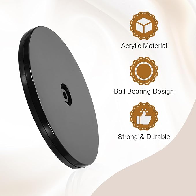 uxcell 4Pack Acrylic Lazy Susan Turntable, 6" Spinner Lazy Susan Turntable Organizer, Acrylic Ball Bearing Rotating Tray for Pantry Spice Rack Decorating, Black