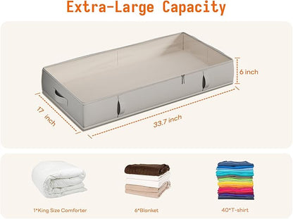 Vailando Storage Containers, 8 Inches Tall 80L Underbed Storage Bins with Sturdy Handles and Sidewalls, Closet Organizer for Clothes, Blankets, Seasonal Items, Light gray, 2-Pack