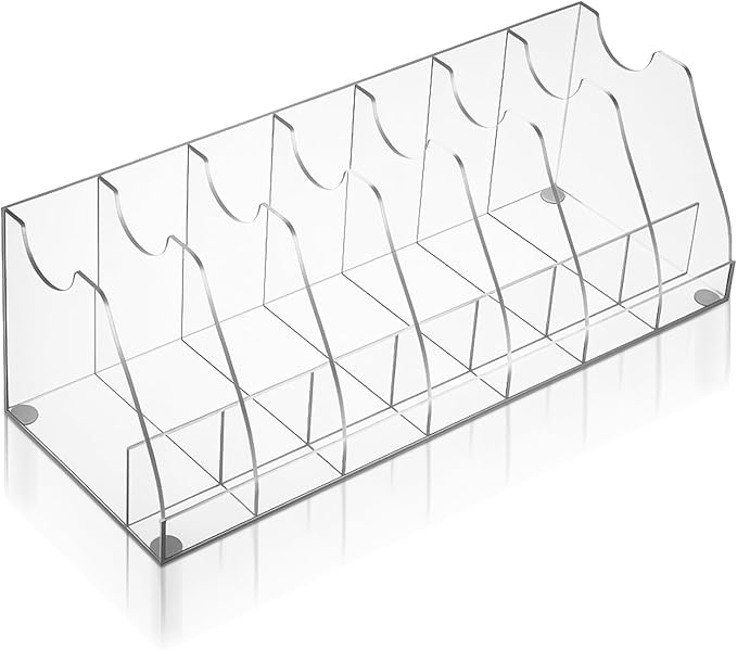 Belt Organizer – 7 Compartment Acrylic Storage Case with Anti-Slip Pads, Clear Display Holder for Belts, Ties & Accessories