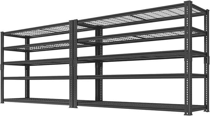 Storage Shelves Heavy Duty, 2 PCS 48" L x 18" W x 72" H Garage Wire Shelving Unit Loads 2800LBS, 5-tier Adjustable Metal Industrial Utility Shelf Rack for Kitchen, Laundry Room, Warehouse, Basement