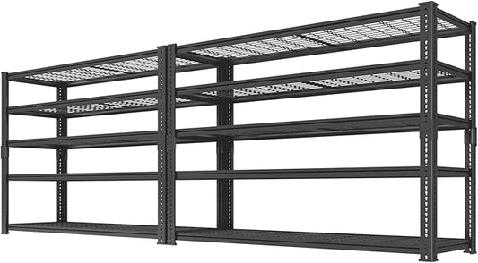 Storage Shelves Heavy Duty, 2 PCS 48" L x 18" W x 72" H Garage Wire Shelving Unit Loads 2800LBS, 5-tier Adjustable Metal Industrial Utility Shelf Rack for Kitchen, Laundry Room, Warehouse, Basement
