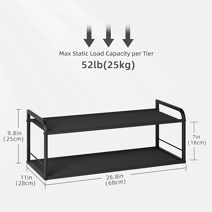 Wall Mounted Shoe Rack, Carbon Steel Shoe Organizer with Removable Oxford Cloth, Non-Slip Space-Saving for Entryway Closet Bedroom, Black