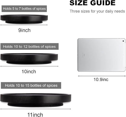 Wood Lazy Susan Organizer Kitchen Turntable for Cabinet Farmhouse Bathroom Decor Round Decorative Tray for Vanity, Counter, Sink, Coffee Table, 11 Inch, Black