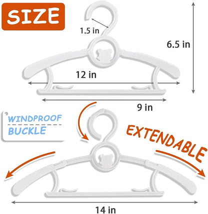 Baby Hangers for Nursery Closet 80 Pack Plastic Kids Clothes Hanger Space Saving Non Slip Extendable Toddler 11-14” Adjustable Hangers Heavy Duty Clothing Infant Hanger Bulk, White