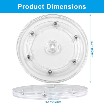 2 Pack 5.9 inch Lazy Susan Turntable - Acrylic Ball Bearing Rotating Tray for Cake, Spice Rack - Perfect for Kitchen Pantry with 360˚Rotation