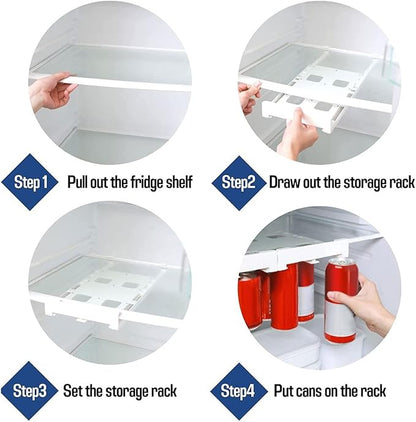 Hanging Stacking Can Dispenser Lightweight Soda Can Organizer Rack Pull-out Fridge Drink Can Holder Portable Reusable Drink Beverage Dispenser Rack for Fridge Pantry Freezer Kitchen