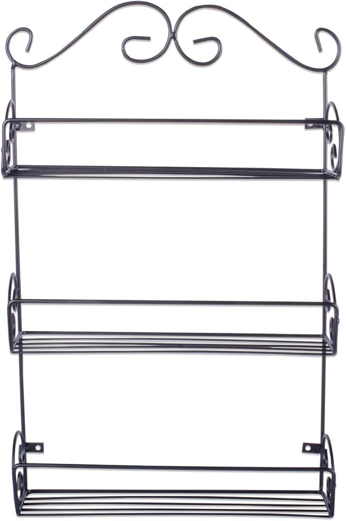 DII Farmhouse Vintage Decorative Metal Pantry Spice Rack Organizer, 11Lx2.6Wx18H, 3 Tier Spice Rack - Rustic