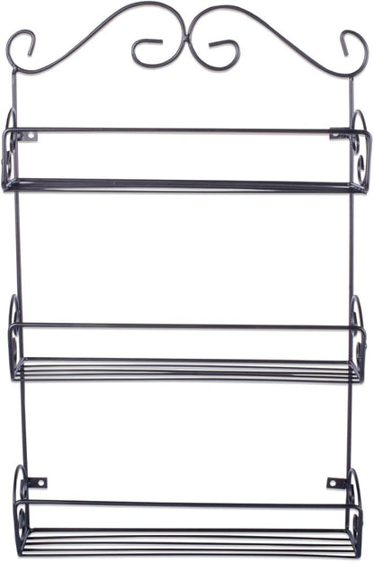 DII Farmhouse Vintage Decorative Metal Pantry Spice Rack Organizer, 11Lx2.6Wx18H, 3 Tier Spice Rack - Rustic