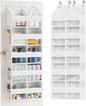 SpaceAid Extra Large Over The Door Organizer with 10 Large Pockets and 10 Mesh Side Pockets, 5 Layers Door Organizer Hanging with Clear Window for Bedroom, Bathroom, Pantry and Nursery, White