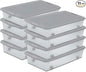 Sterilite 8 Pack Wheeled Under Bed Storage Container, 56 Qt Plastic Bin with Latching Lid for Organization - Clothes & Shoes Organizer, Silver Tint
