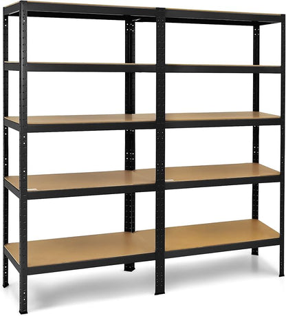 Tangkula 72" Storage Shelves, Heavy Duty Steel Frame 5-Tier Garage Shelf, Metal Multi-Use Storage Shelving Unit for Home/Office/Dormitory/Garage (2, Black)