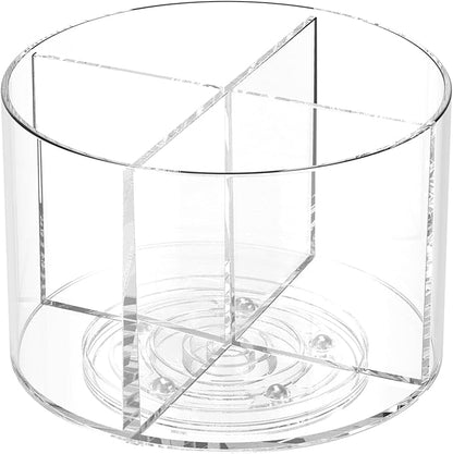 Drink Packet Organizer - Rotating Lazy Susan Organizer, Clear Drinks Mix Packet Holder with 4 Compartments, Water Packet Storage for Counter Top Drink (1PC)
