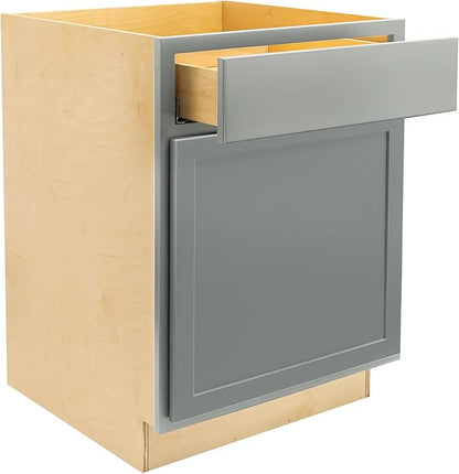 Quicklock RTA (Ready-to-Assemble) | Base Kitchen Cabinets - Shaker Style | Made in America (Magnetic Gray, 24" Wx34.5 Hx24 D Base)