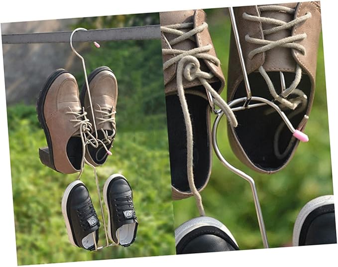 Happyyami Stainless Steel Shoes Drying Rack 2pcs Shoe Hanger Organizer Hooks for Easy Hanging for Household Use and Space Saving in Closets and Bathrooms