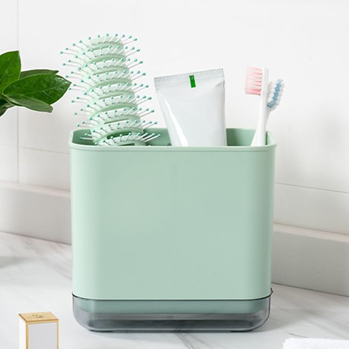 Kitchen Utensil Holder, Silverware Drying Basket Cutlery Drainer Caddy Silverware Cutlery Organizer Flatware Holder with 2 Compartments (Green)