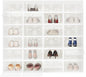 24Pcs Stackable Shoe Storage Boxes with Clear Doors - Foldable Shoe Organizer for Closet Cabinet, Black/White/Green Options for Sneakers Boots Home Organization (White)