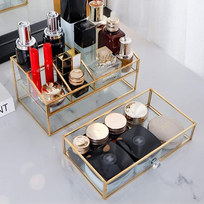 L-Lei Cosmetics Storage,Clear Glass Makeup Brush Holder, Cosmetic Storage for Holding Brushes Nail Polish Lipstick, Dresser Desktop Decorative