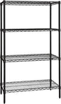 Quantum Storage Systems WR74-2460BK Starter Kit for 74" Height 4-Tier Wire Shelving Unit, Black Finish, 24" Width x 60" Length x 74" Height