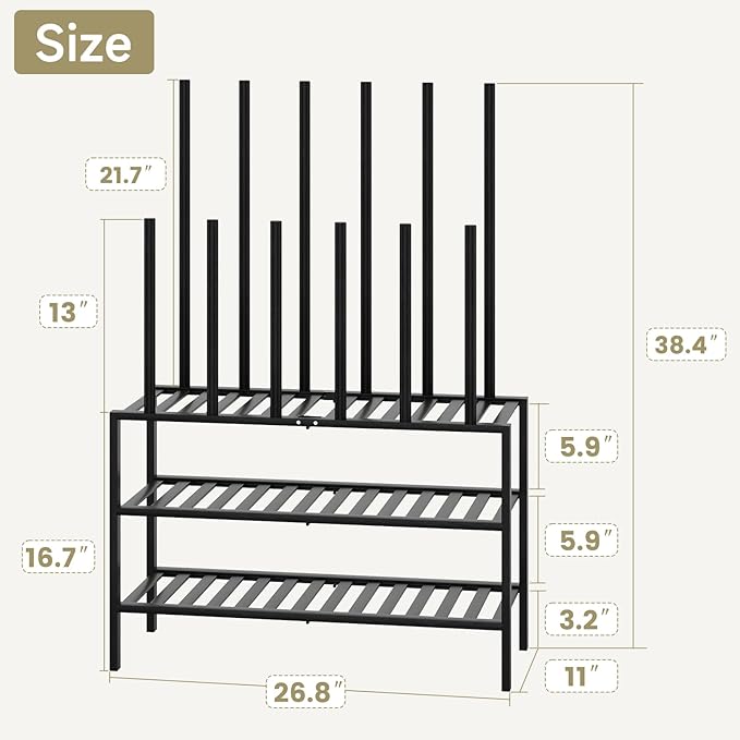 Boot Rack for Tall Boots Organizer,3-Tier Multiuse Shoe Rack and Boot Storage Rack,for Tall Boots,Sneakers,High-Heel (Black, 3-Tier)