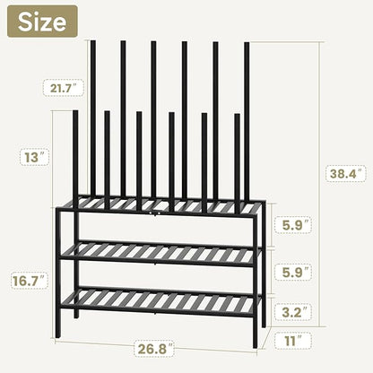 Boot Rack for Tall Boots Organizer,3-Tier Multiuse Shoe Rack and Boot Storage Rack,for Tall Boots,Sneakers,High-Heel (Black, 3-Tier)