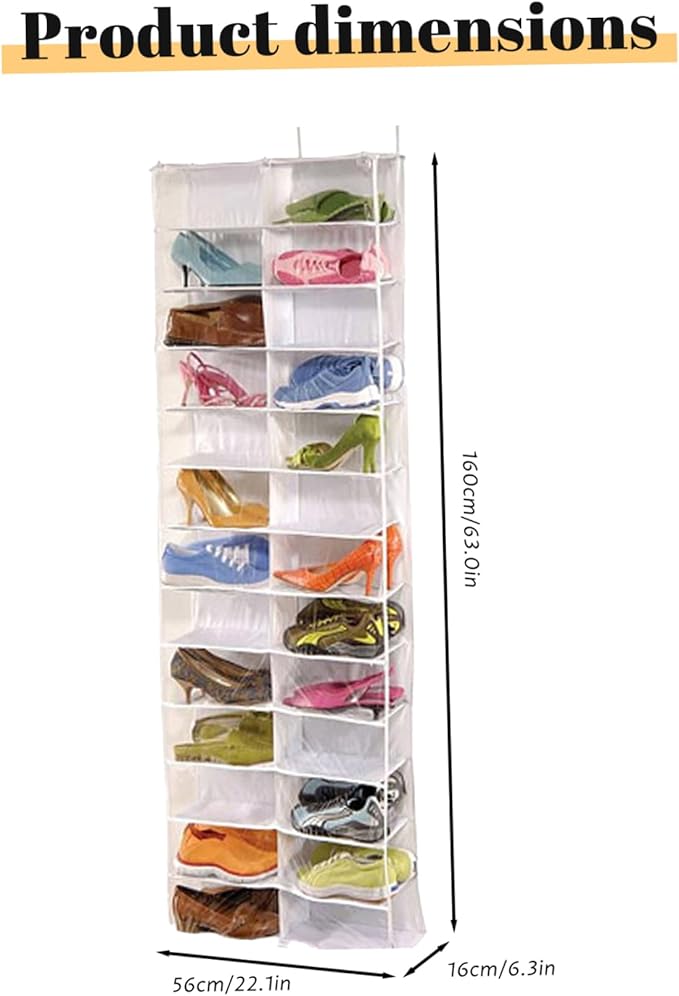 Over the Door Sweatshirt Organizer Hanging Clear Door Shoe Organizer with 26 Pocket Foldable Heavy Duty Toy Storage, Over the Hoodie