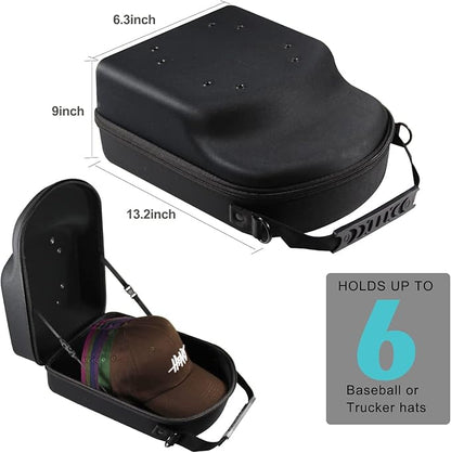Hat Travel Case for Baseball Caps: 6 Hat Bag for Hat Storage, Hard hat carrier for travel with Handle & Adjustable Strap, Travel Essentials for Men