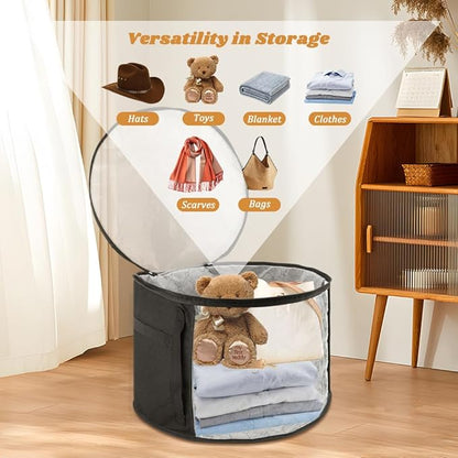 Bibabala Oversized Clear Hat Storage Bag for Women, Holds up to 7 Caps Cowboy Organizer for Closet, Wide Brims Case with Carrying Handles(Black)