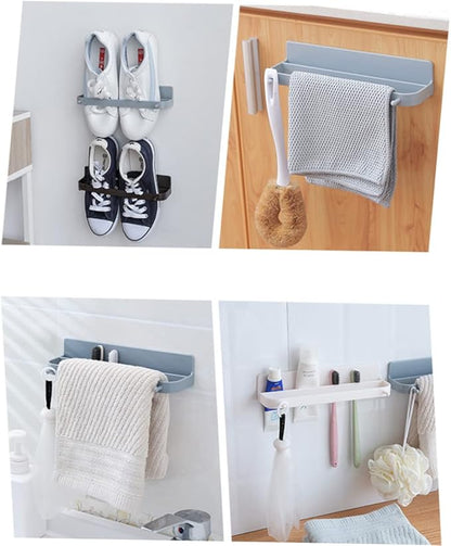 Happyyami 5pcs Wall-Mounted Slippers Rack Over The Door Shoe Organizer Easy Install Adhesive Hooks Bathroom Decor Storage Rack Punch Stand