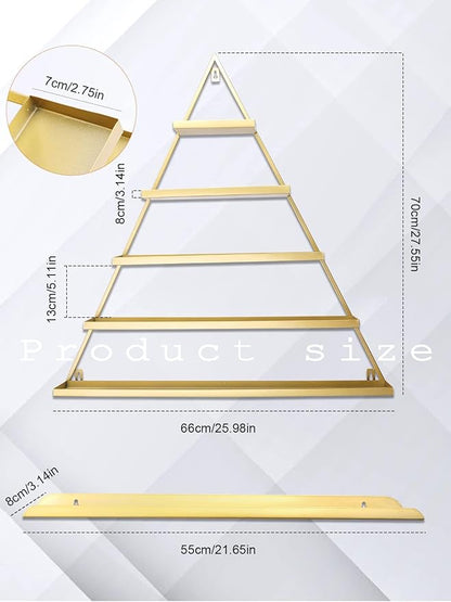EBANKU 10PCS Nail Polish Racks 5 Tiers Nail Polish Shelf for Wall Triangular Display Rack Cosmetic Display Cases Lipstick Perfume Wall Shelf Essential Oil Organizers for Home Spa Nail Salon Shop(Gold)