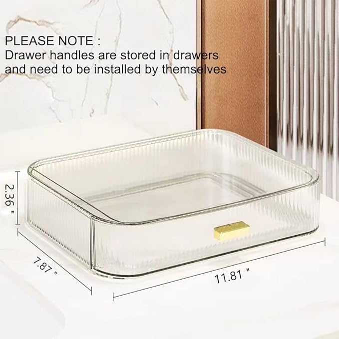 Stackable Makeup Organizer Drawers, Bathroom Vanity Organizers and Storage, Ideal for Desk and Dresser Countertops, Great for Cosmetics, skincare, Lipsticks, Nail Care -Clear