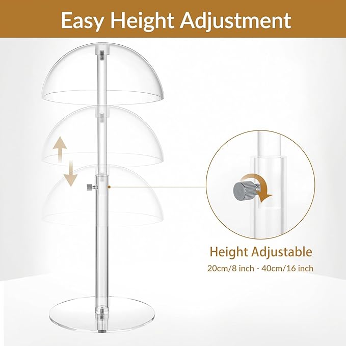 Acrylic Hat Display Stand 10 inch, Clear Domed Hat Stand Rack for Baseball Cap Cowboy, Wig Holder Stand Organizer for Dresser Closet Vendors （Kids' Style）