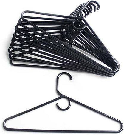 Plastic Hangers HD Heavy Duty, 24 Pcs. Black Color, Made in USA, 3/8” Thickness, Durable, Tubular, for Clothes, Coat, Pants, Shirts, Dress and More, TINEFF, Free and Quick delivery from USA