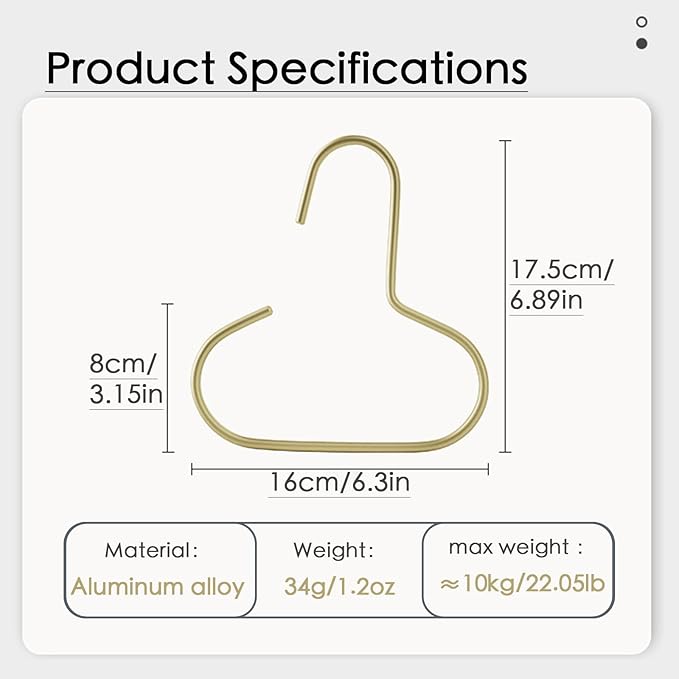 2 Pack Hat Hangers for Closet, Metal S Shaped Hooks Organizer for Baseball Caps, Scarves, Belts & Bras, Heavy Duty Storage Holder with Gold Finish