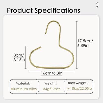 2 Pack Hat Hangers for Closet, Metal S Shaped Hooks Organizer for Baseball Caps, Scarves, Belts & Bras, Heavy Duty Storage Holder with Gold Finish