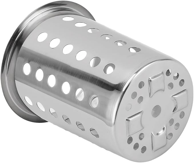 Yosoo Health Gear Kitchen Utensil Holder Spoon Fork Holder Storage Bucket, Multipurpose Large Capacity Utensil Crock for Countertop, Stainless Steel Utensil Holder 4.5*4.5*5.4in (With Holes)