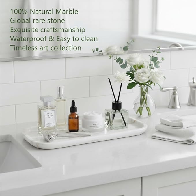 Marmor Marble Perfume Tray Bathroom Tray for Decorative,Candles,Jewelry Stone Vanity Tray,Kitchen Counter Decor and Home Decorative Tray(Calacatta Marble Gold) Jewelry Tray Unique Festival Gifts