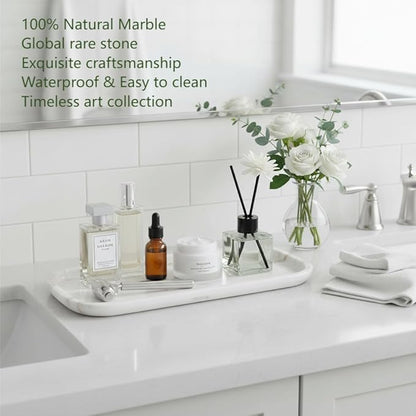 Marmor Marble Perfume Tray Bathroom Tray for Decorative,Candles,Jewelry Stone Vanity Tray,Kitchen Counter Decor and Home Decorative Tray(Calacatta Marble Gold) Jewelry Tray Unique Festival Gifts