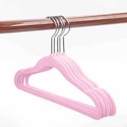 MIZGI Baby Velvet Hangers,Non-Slip Kids & Toddler Hangers,11.8 Inch Hangers for Baby Clothes,Pack of 50（Pink/Silver）