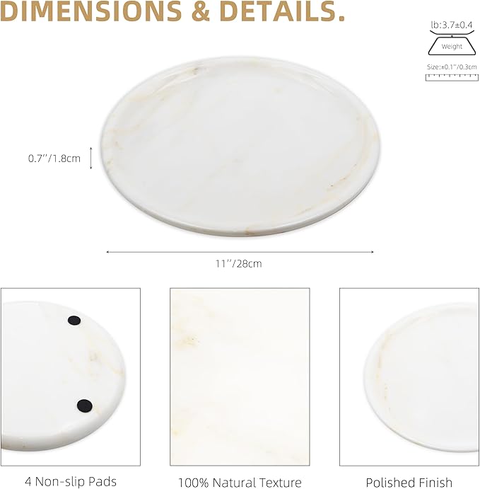 Marmor Marble Perfume Tray Bathroom Tray for Decorative,Candles,Jewelry Stone Vanity Tray,Kitchen Counter Decor and Home Decorative Tray(Calacatta Marble Gold) Jewelry Tray Unique Festival Gifts