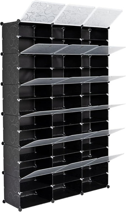 Portable Shoe Rack Organizer 12-Tier Shoe Cabinet 72-Pair shoe Storage Expandable Free Standing Stackable Space Shoe Rack for Closet Hallway Bedroom Entryway (Black,72 Pairs)