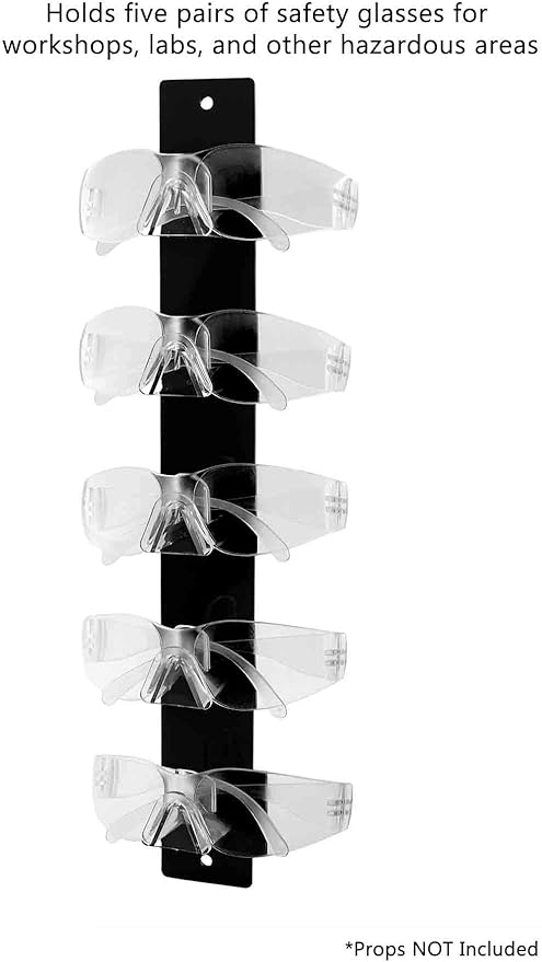 Marketing Holders Eyeglass Holder 5 Pair Black Acrylic Wall Mount With Hanging Hardware Sunglasses Eyewear Display Reading Bifocals Frames Rack Spectacles Shades Keeper