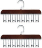 Belt Hanger 2Pcs Belt Hanger with 16 Hooks Bra Hangers for Closet,Space-Saving Wooden Closet Hanger Organizer for Ties, Scarves, Bras,Tank, Tops(Brown)