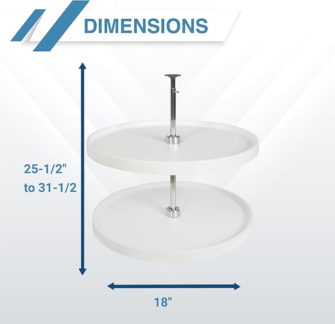 Knape & Vogt PFN32ST-W 31.5" by 32" by 32" Full-Round Polymer Lazy Susan Cabinet Organizer,White