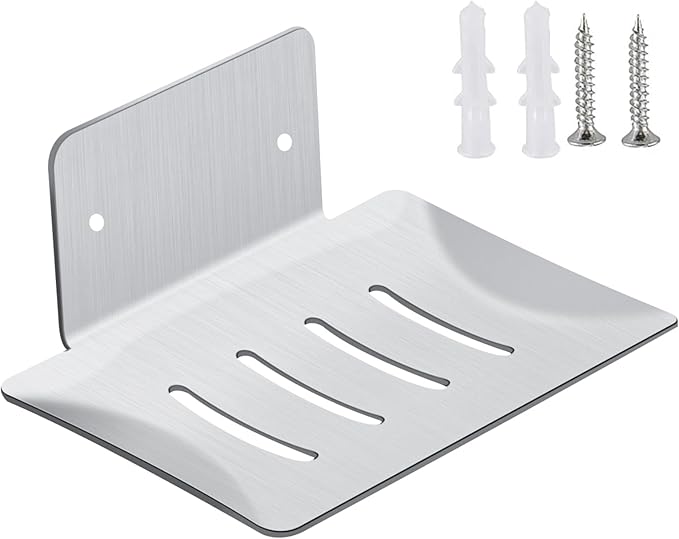 YUZP Soap Holder for Shower with Stainless Steel,Rustproof Soap Saver Sponge Holder for Bathroom,Tub,Kitchen Sink (Chrome Bore)